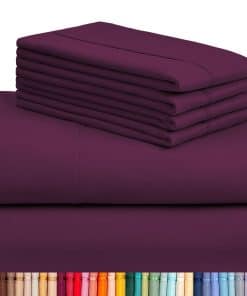 Juego de sábanas LuxClub de 6 piezas para -Eggplant