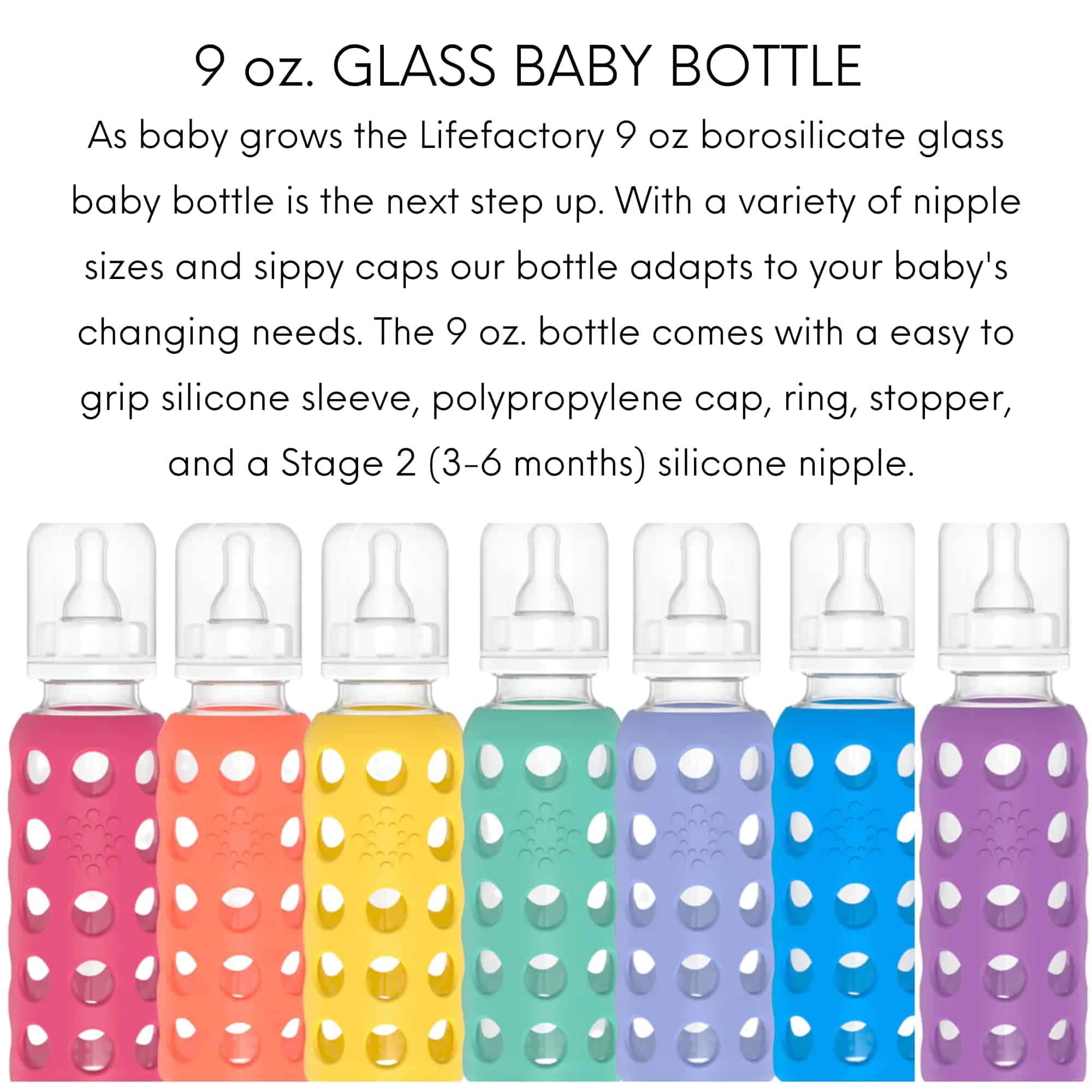 Paquete de 3 biberones de vidrio Lifefactory con protección - Imagen 4