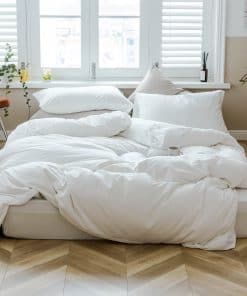 Juego de Funda de Edredón DONEUS Blanco Tamaño Queen, Juego