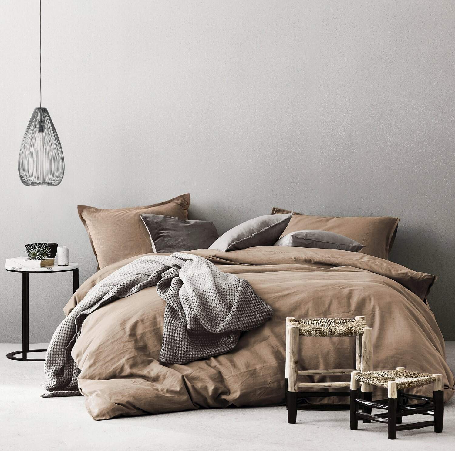 Juego de Funda Nórdica de Algodón Lavado -Rust