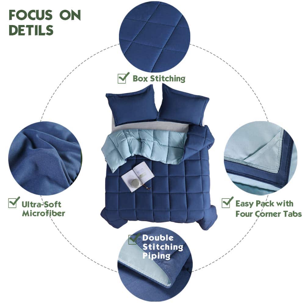 Juego de Edredón Alternativo de Plumón HIG -Azul Marino/Azul - Imagen 9