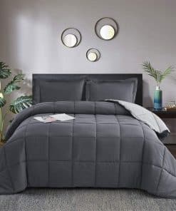 Juego de Edredón Gris Queen Size HIG 3 Piezas - Edredón