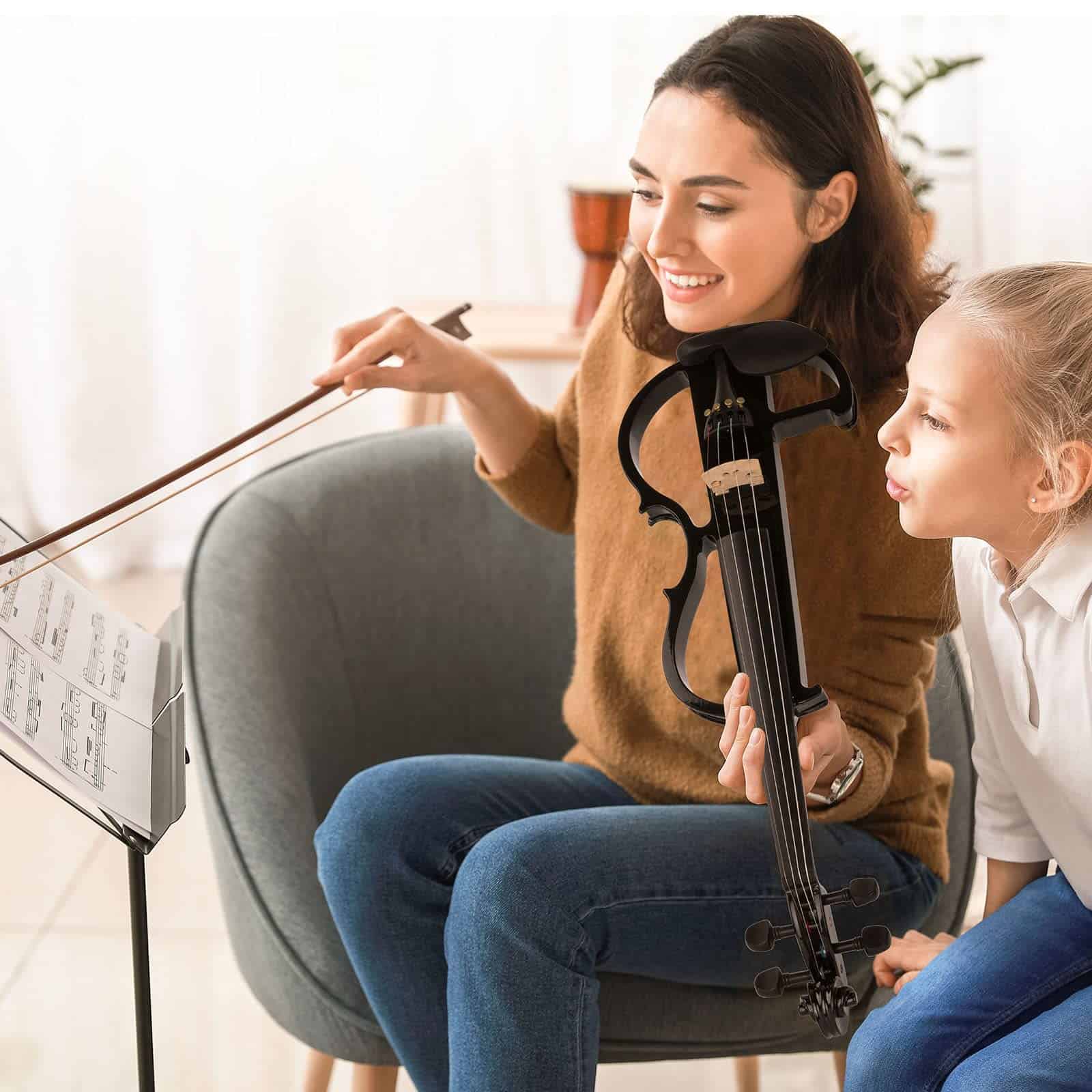 Violín Eléctrico Vangoa Tamaño Completo 4/4, Negro Violín - Imagen 8