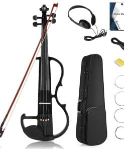 Violín Eléctrico Vangoa Tamaño Completo 4/4, Negro Violín