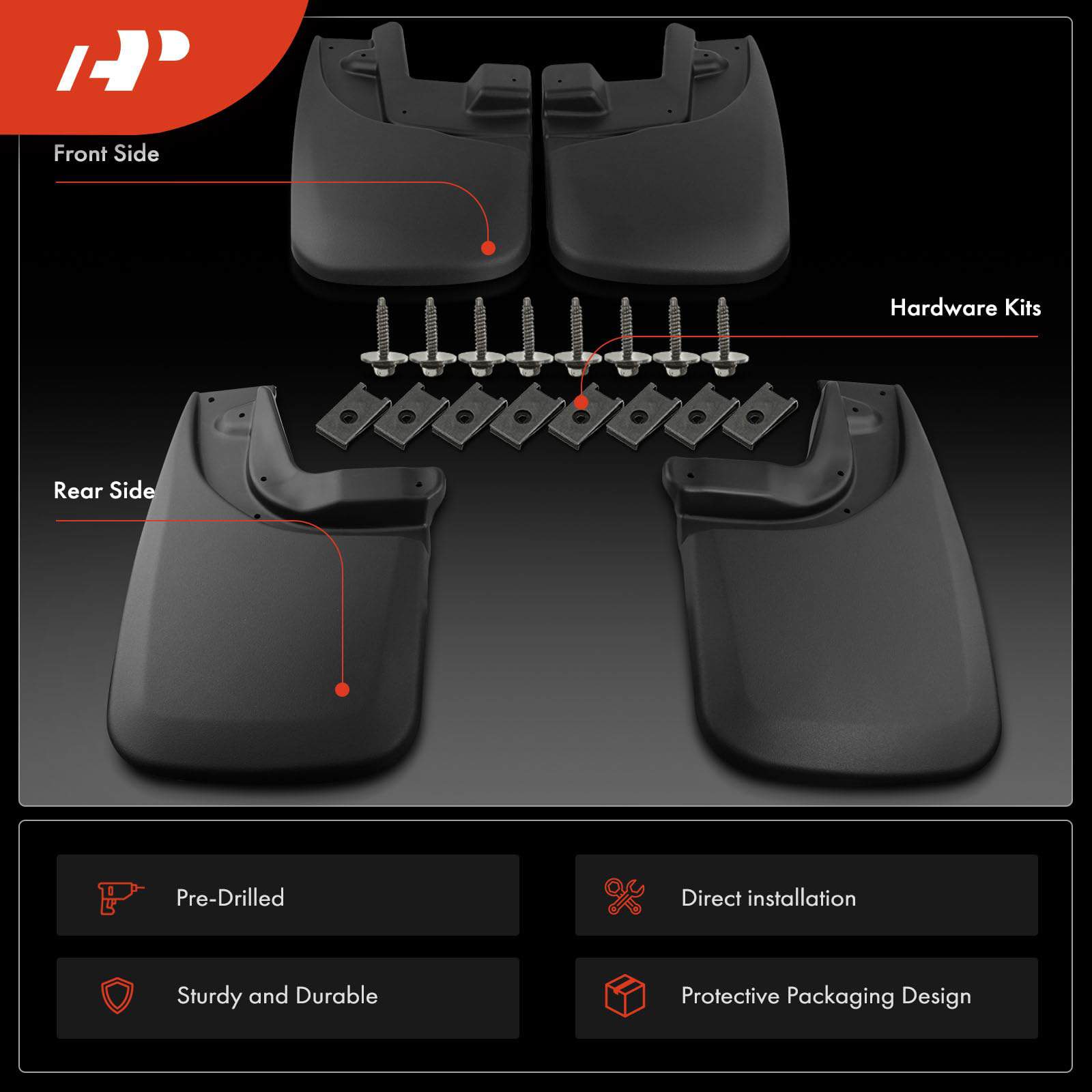 Juego de 4 guardabarros de salpicaduras A-Premium con kit - Imagen 4