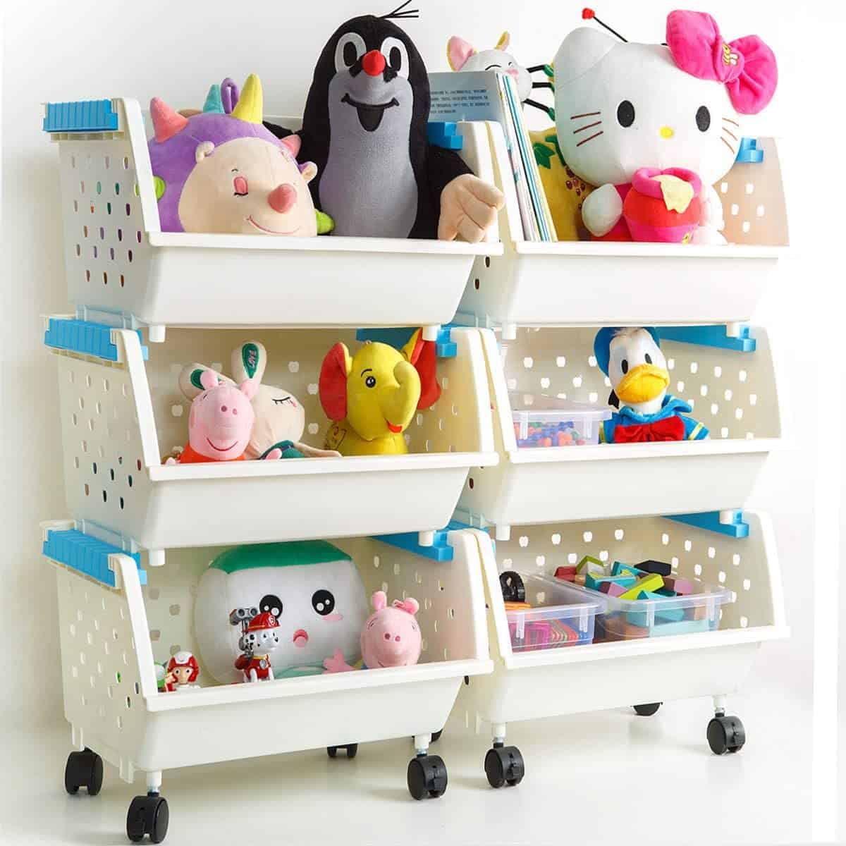 Organizador de juguetes para niños con ruedas para moverse