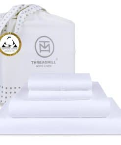 Juego de sábanas de algodón egipcio -Blanco Sólido Brillante