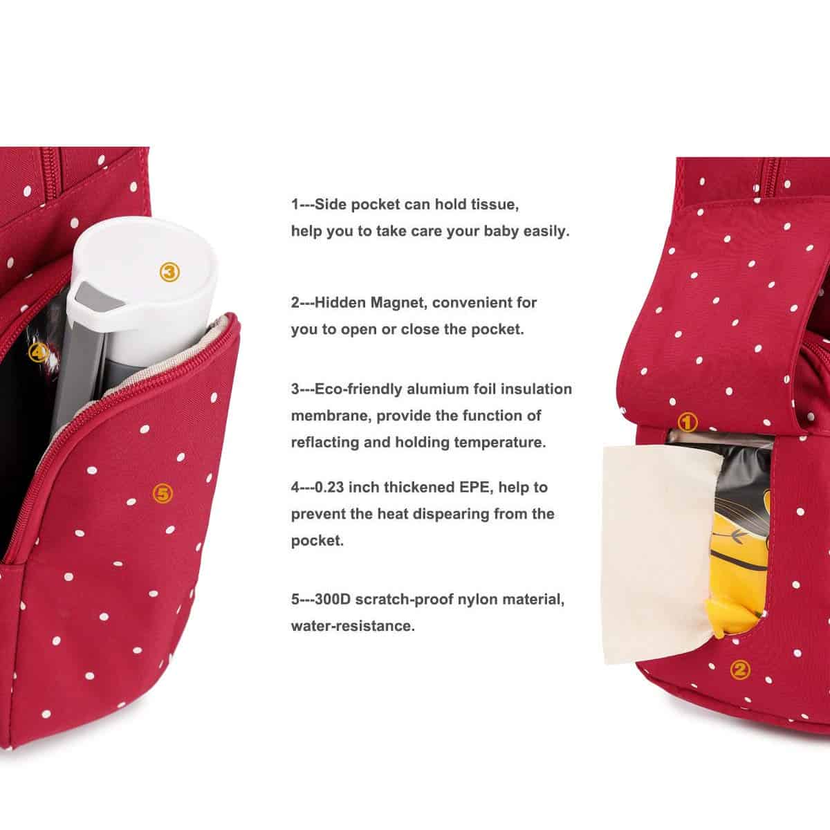 Mochila cambiadora de pañales QIMIAOBABY, funcional y de - Imagen 6