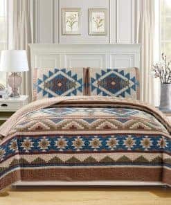 Colcha de cama extragrande con diseño nativo americano