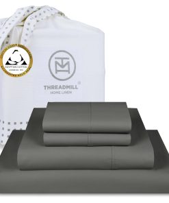 Juego de sábanas de algodón egipcio -Gris oscuro