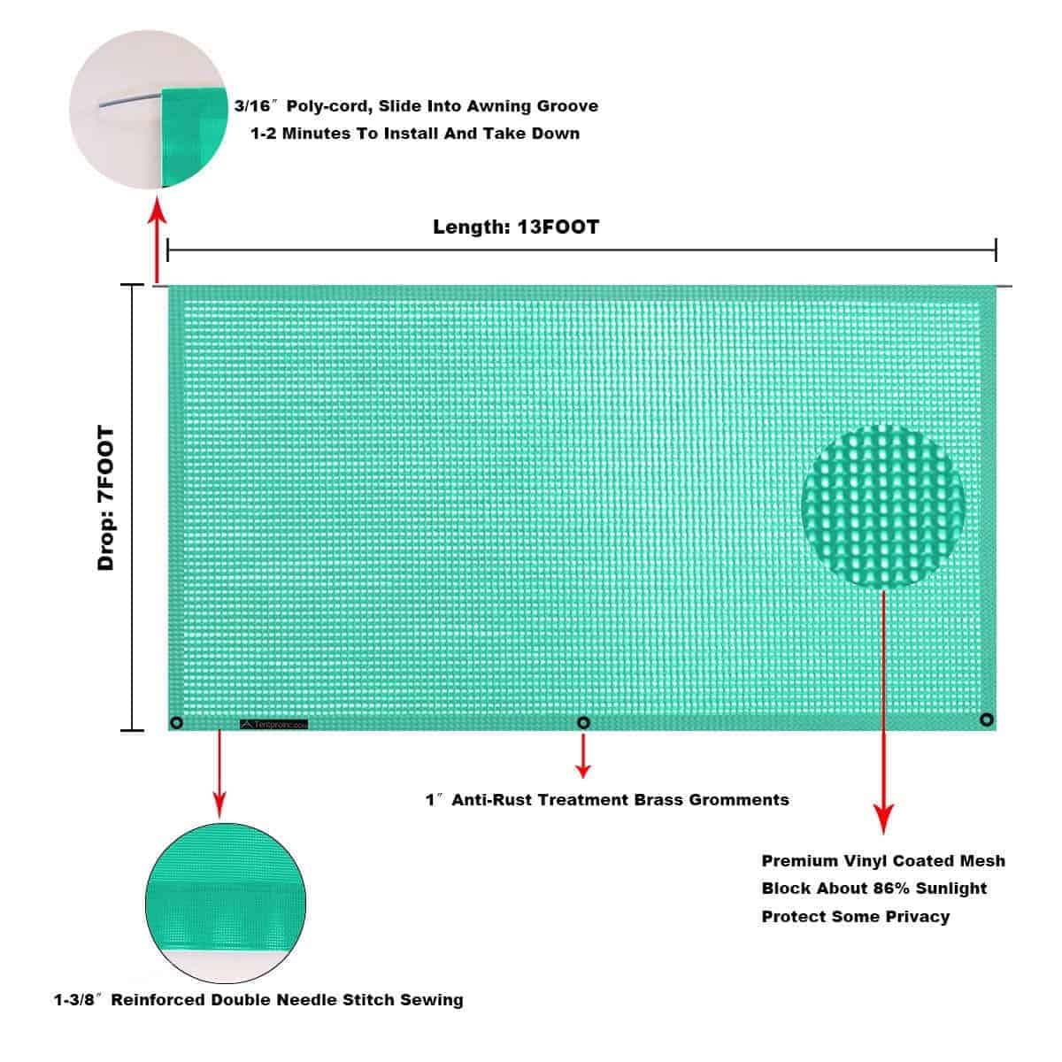 Toldo para caravana Tentproinc RV, sombra de sol, pantalla - Imagen 7