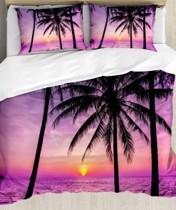 Juego de Funda Nórdica Ambesonne Ocean, Silueta de Palmeras