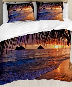 Juego de Funda de Edredón Ambesonne Hawaiian, Amanecer del