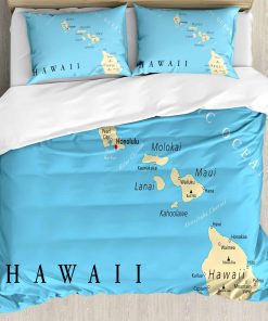 Juego de Funda Nórdica Ambesonne Hawaiana, Mapa de las