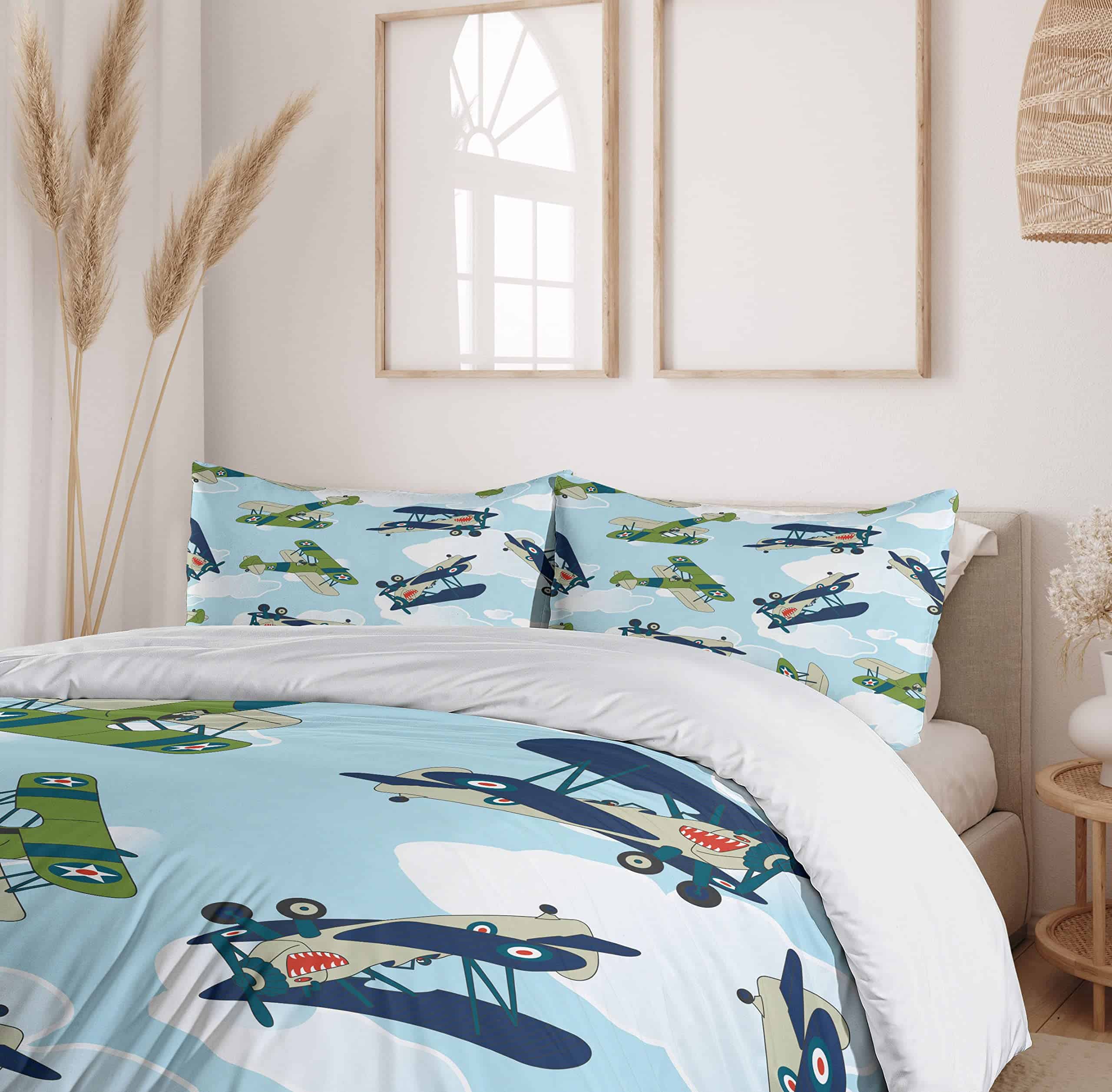 Juego de Funda Nórdica Ambesonne, Avión Vintage con Patrón - Imagen 7