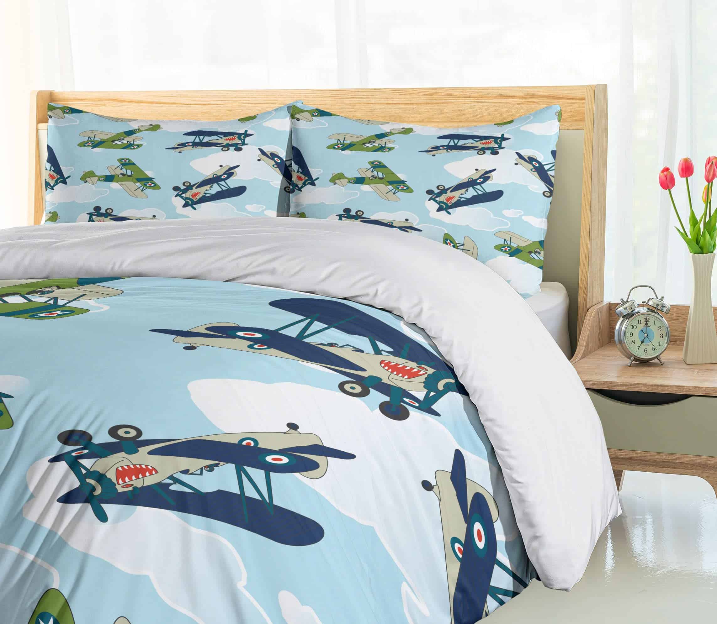 Juego de Funda Nórdica Ambesonne, Avión Vintage con Patrón - Imagen 5