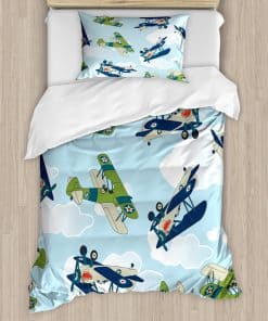 Juego de Funda Nórdica Ambesonne, Avión Vintage con Patrón