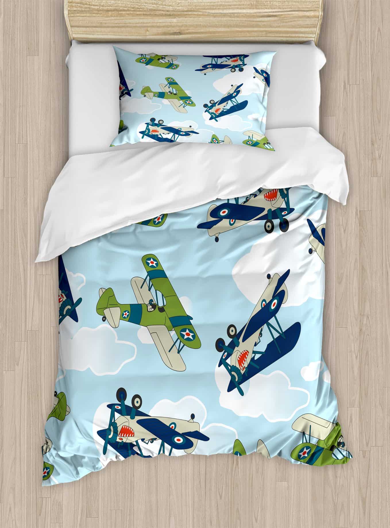 Juego de Funda Nórdica Ambesonne, Avión Vintage con Patrón