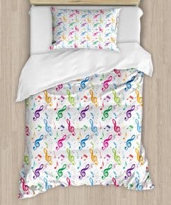 Set de Funda Nórdica Ambesonne de Música, Notas en Forma de