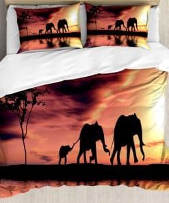 Set de Funda de Edredón Ambesonne, Siluetas de Familia de