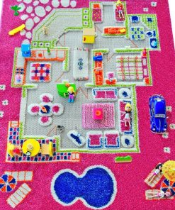 Tapete de Juego Casa de Juegos Rosa por IVI 3D, 31.5x44.5