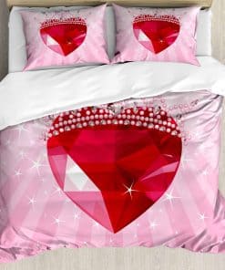 Set de Funda Nórdica Ambesonne Queen, Corazón Rojo Vibrante