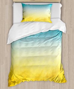 Juego de Funda de Edredón Amarillo y Azul Ambesonne, Olas