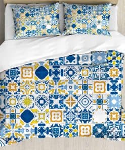 Set de Funda de Edredón Amarillo y Azul de Ambesonne,