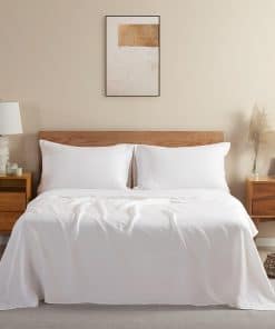 Juego de sábanas de lino puro DAPU, 100% -Blanco