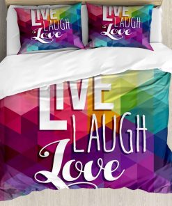 Set de Cubierta de Edredón Ambesonne Live Laugh Love, Fondo