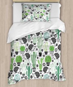 Juego de Funda Nórdica Ambesonne Cactus, Dibujo de Estilo