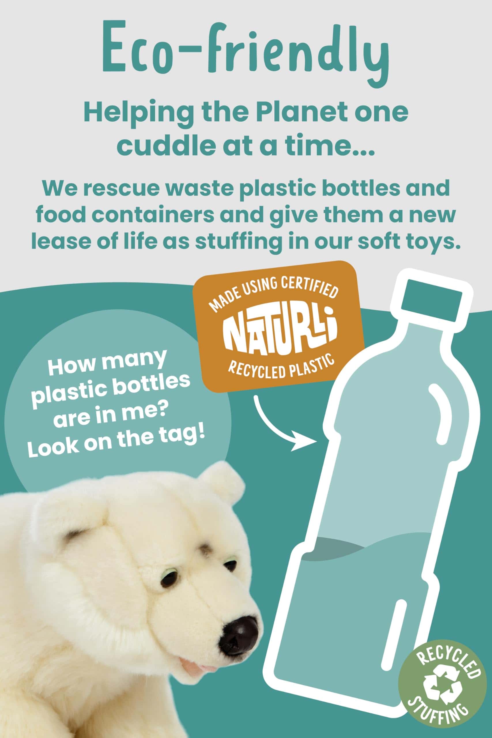 Peluche de oso polar Living Nature | Animal esponjoso | - Imagen 7