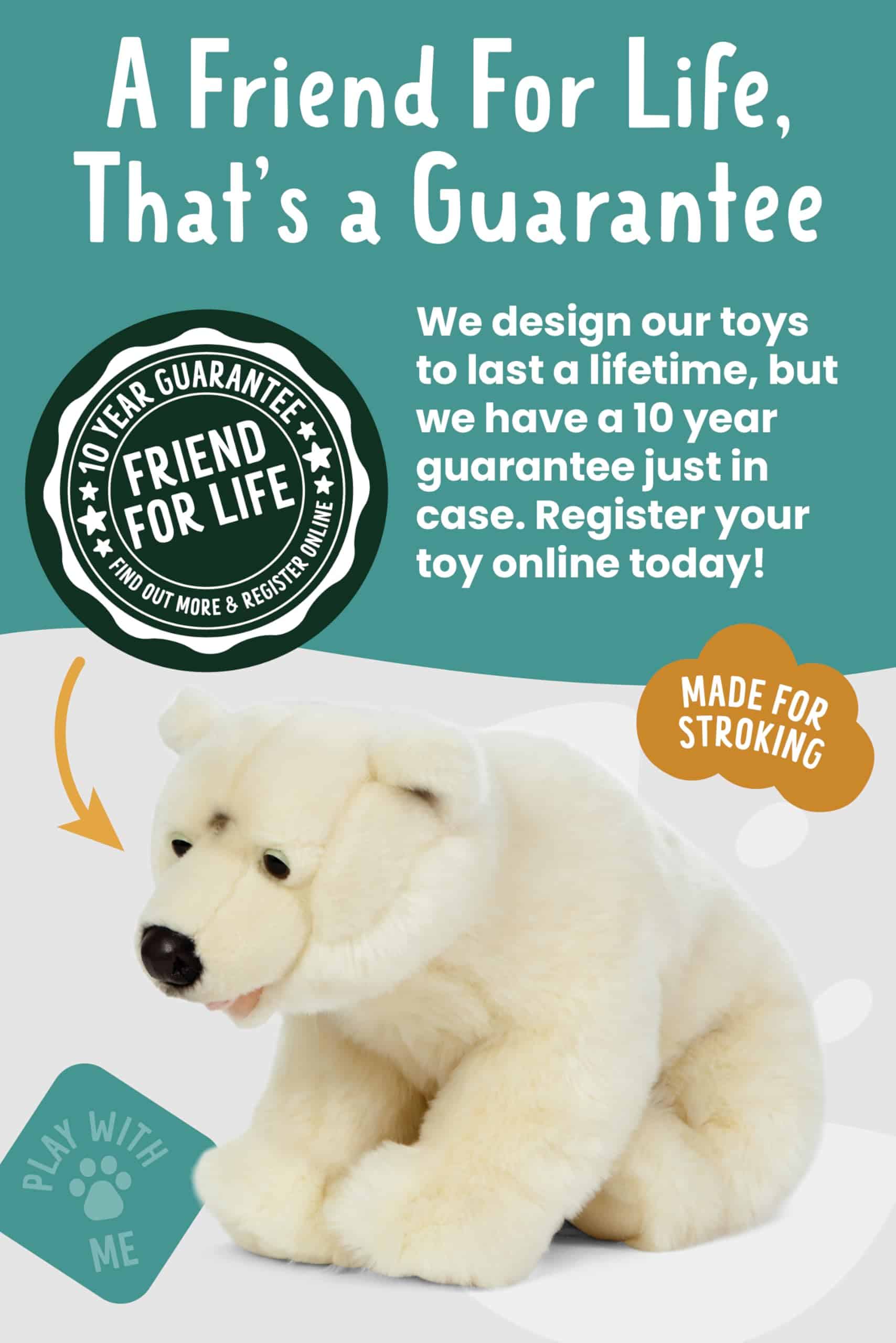 Peluche de oso polar Living Nature | Animal esponjoso | - Imagen 8