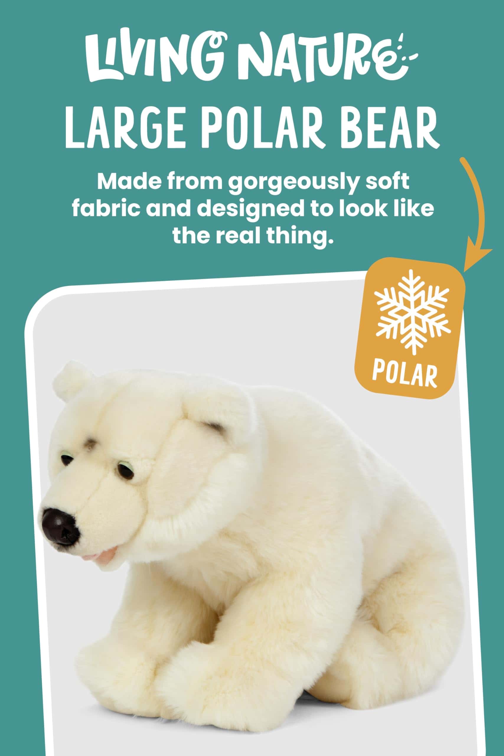 Peluche de oso polar Living Nature | Animal esponjoso | - Imagen 4