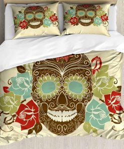 Juego de Funda nórdica Ambesonne Sugar Skull, Esqueleto y