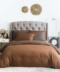 SUSYBAO Juego de Funda de Edredón -Marrón