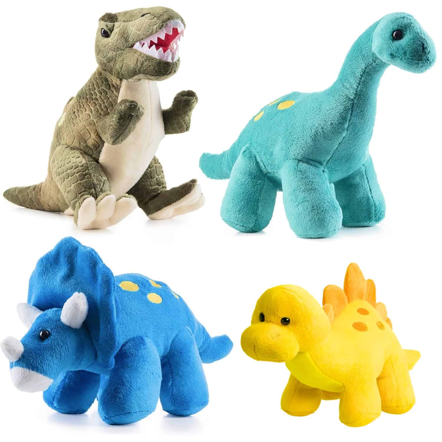 Juego de 4 peluches de dinosaurios PREXTEX, 10'' - Peluches