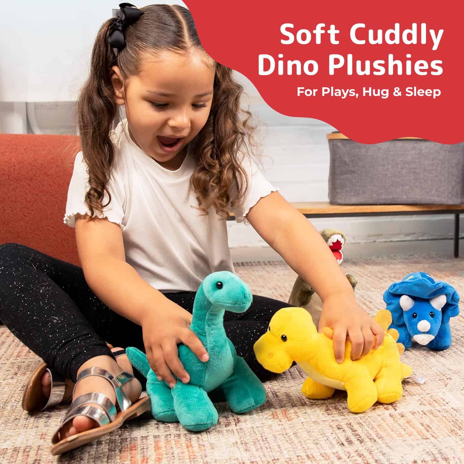 Juego de 4 peluches de dinosaurios PREXTEX, 10'' - Peluches - Imagen 3