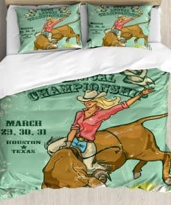 Set de Funda de Edredón Retro Ambesonne, Vaquera de Rodeo