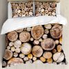 Juego de Funda Nórdica Rústica Ambesonne, Fondo de Troncos