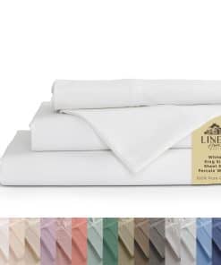 Juego de sábanas de algodón percal 100% Linen -Blanco