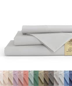 Juego de sábanas de algodón percal 100% Linen -Plata