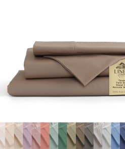 Juego de sábanas de percal 100% algodón Linen -Taupe