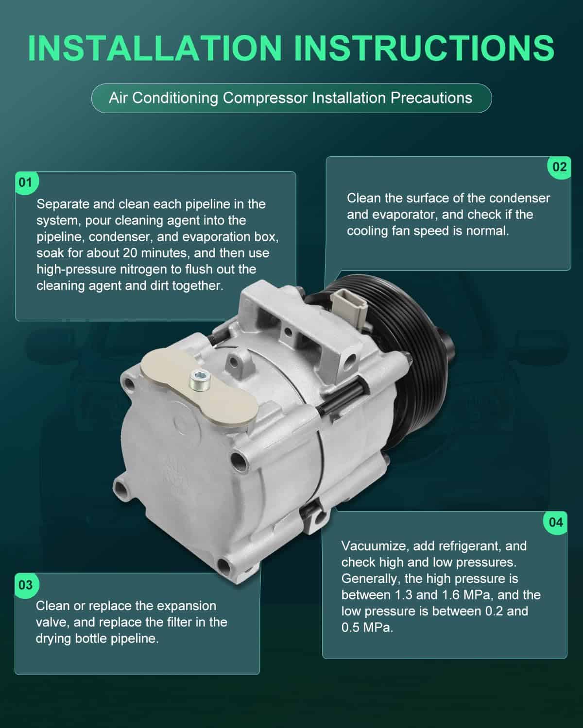 Compresor de AC SCITOO 1997-2007 para Ford F-150 F-250 - Imagen 8