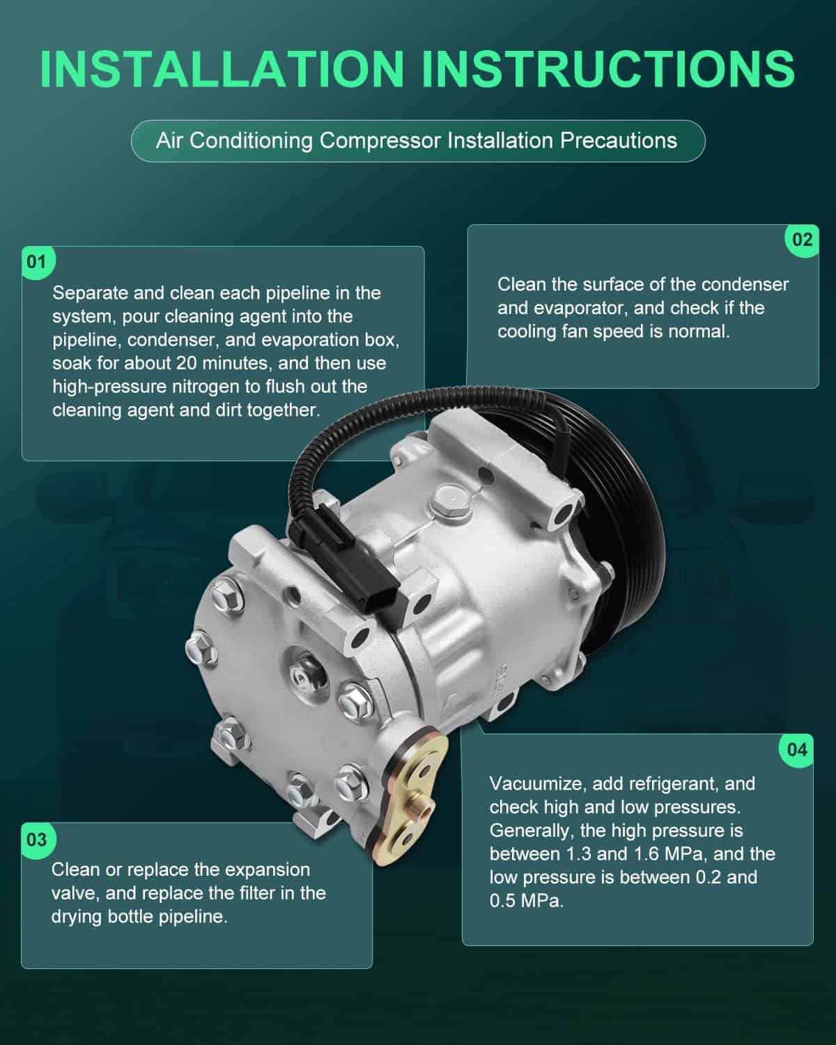 Compresor de Aire Acondicionado SCITOO para Dodge Dakota - Imagen 8