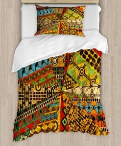 Juego de Funda Nórdica Ambesonne África, Motivos de Collage