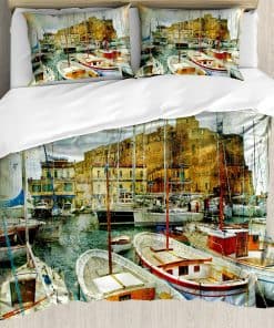 Juego de funda de edredón Ambesonne Marine, Pequeños barcos