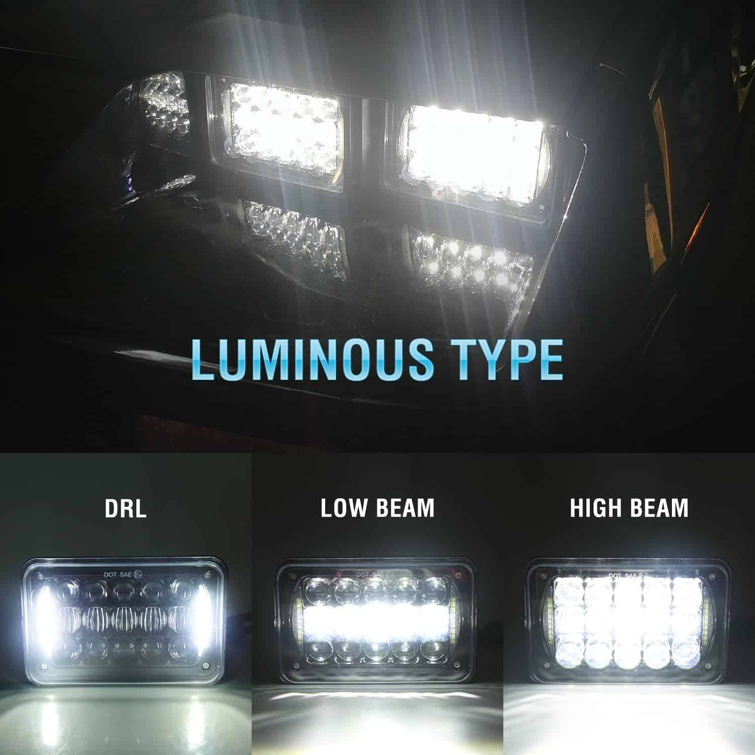 Faros LED rectangulares de 4x6 pulgadas homologados DOT, - Imagen 5