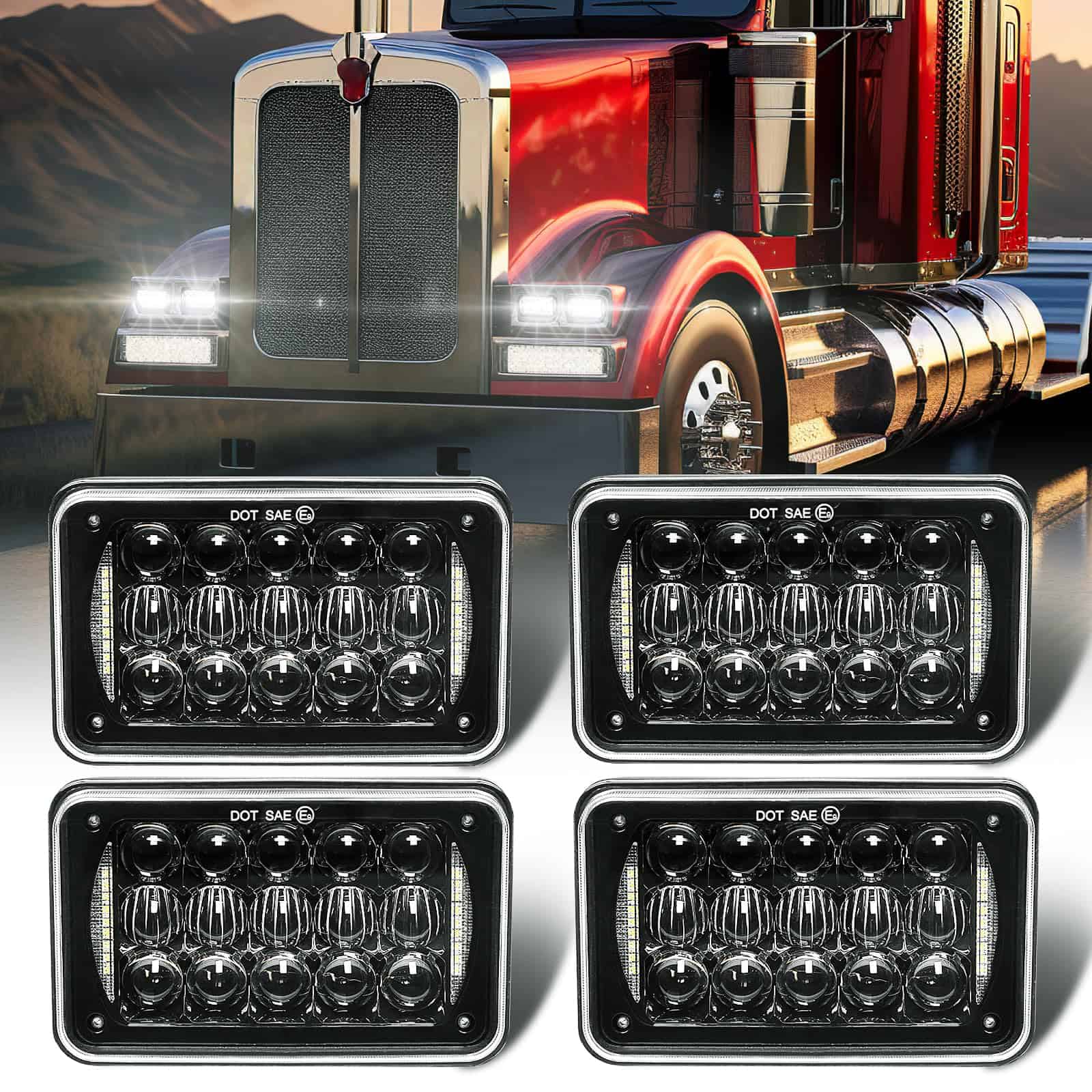 Faros LED rectangulares de 4x6 pulgadas homologados DOT,