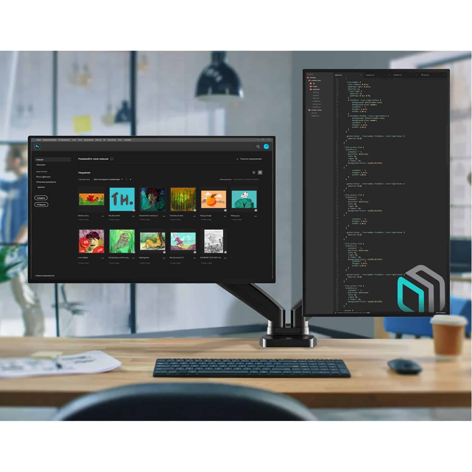 Montaje de Doble Monitor ONKRON para Pantallas de 13-32 - Imagen 4